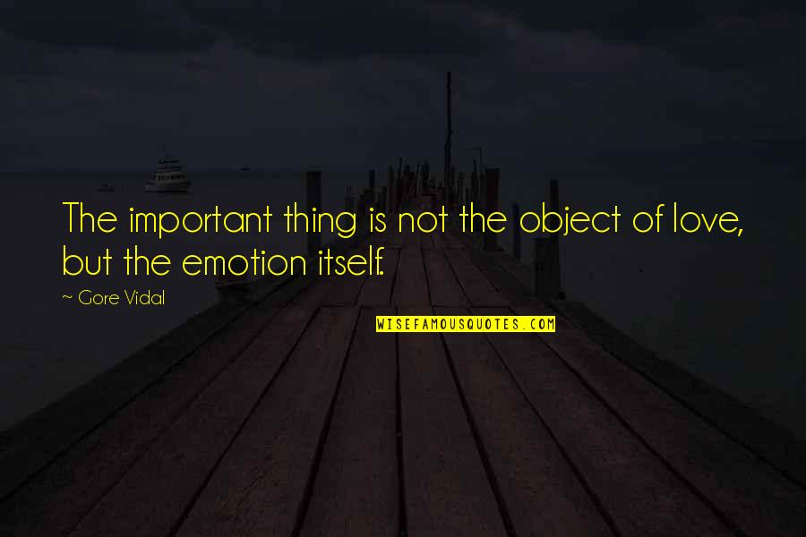 Love Emotion Quotes By Gore Vidal: The important thing is not the object of