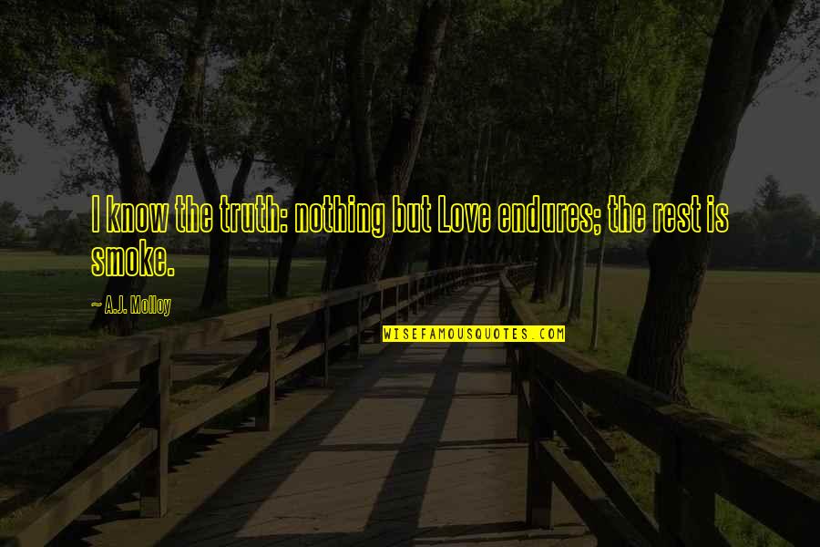 Love Endures All Quotes By A.J. Molloy: I know the truth: nothing but Love endures;