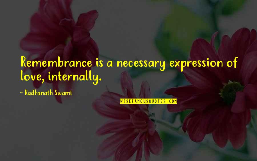 Love Expressions Quotes By Radhanath Swami: Remembrance is a necessary expression of love, internally. Love Expressions Quotes By Radhanath Swami: Remembrance is a necessary expression of love, internally.