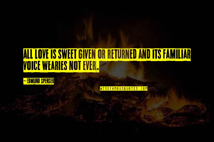 Love Familiar Quotes By Edmund Spenser: All love is sweet Given or returned And