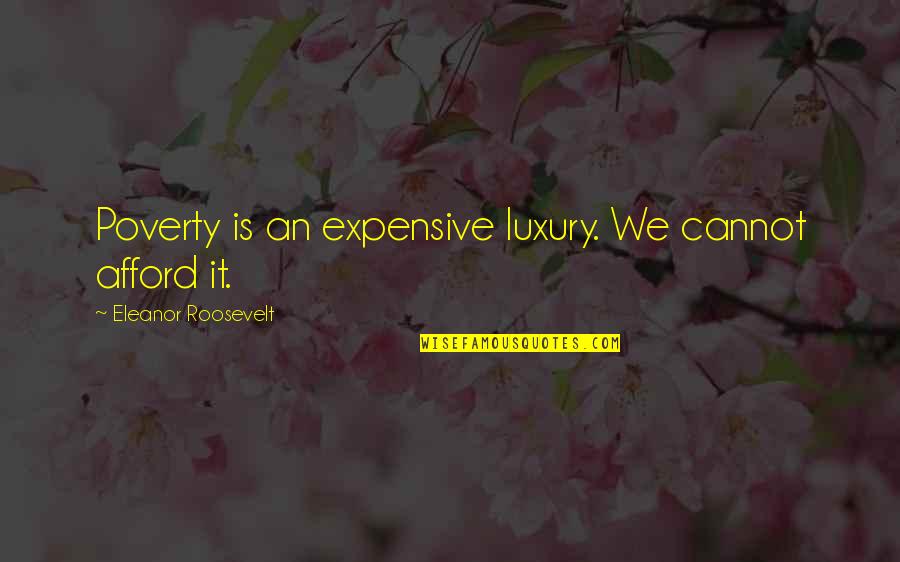 Love Feels Great Quotes By Eleanor Roosevelt: Poverty is an expensive luxury. We cannot afford