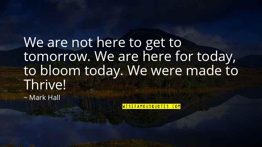 Love Feels Great Quotes By Mark Hall: We are not here to get to tomorrow.