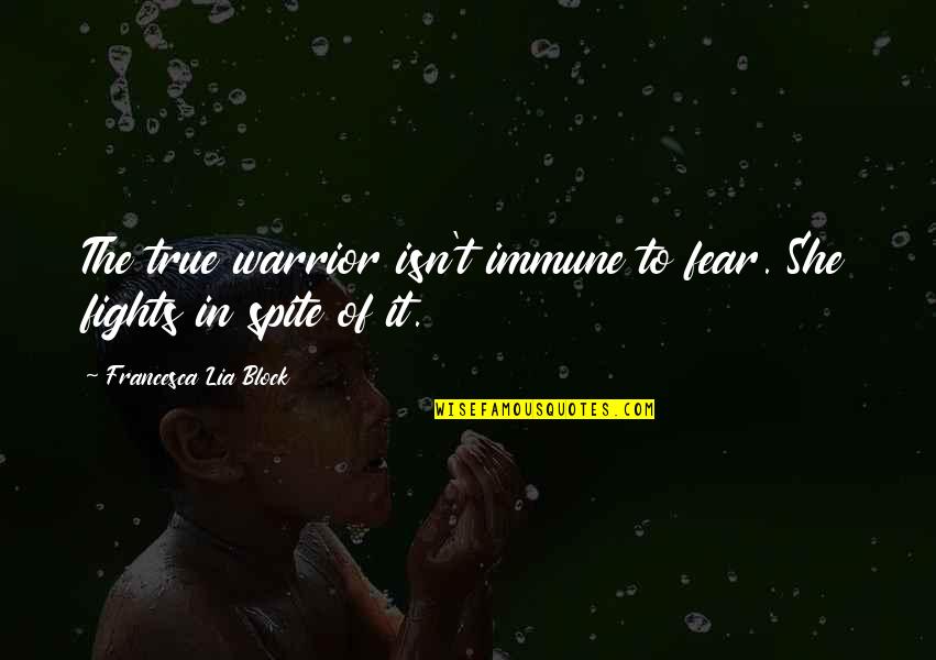 Love Fights Quotes By Francesca Lia Block: The true warrior isn't immune to fear. She