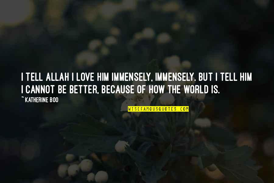 Love For Allah Quotes By Katherine Boo: I tell Allah I love Him immensely, immensely.