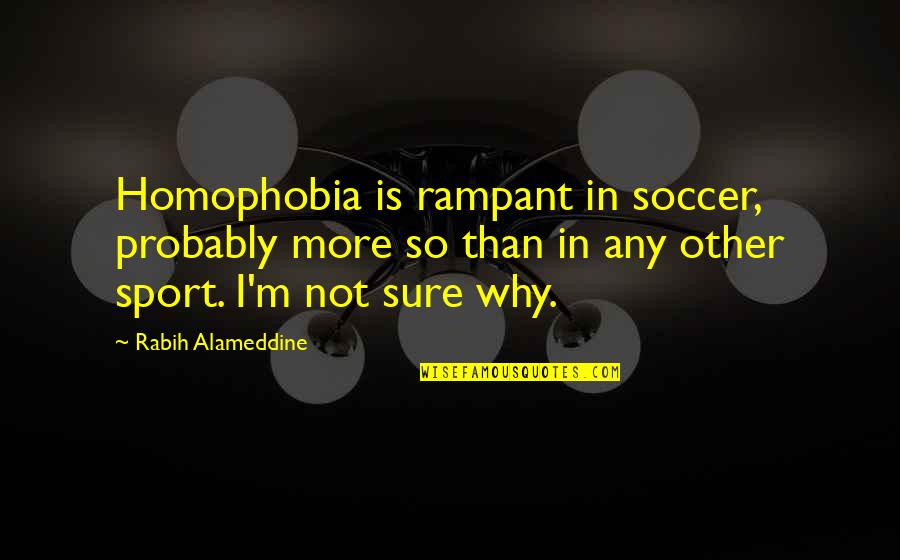 Love For Him For Facebook Status Quotes By Rabih Alameddine: Homophobia is rampant in soccer, probably more so