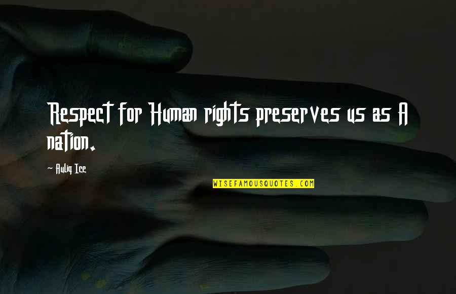 Love For Humanity Quotes By Auliq Ice: Respect for Human rights preserves us as A