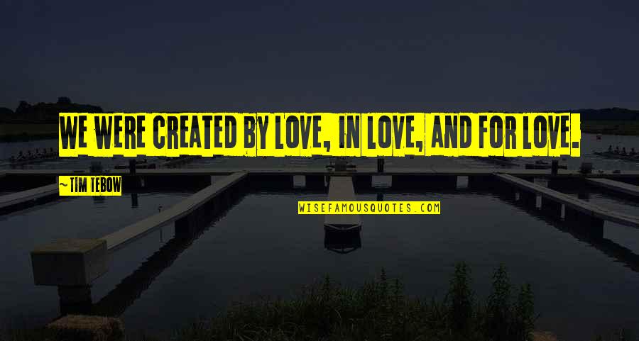 Love For Quotes By Tim Tebow: We were created by Love, in love, and