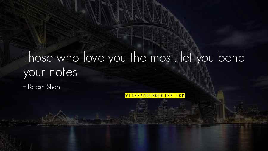 Love Friendship And Family Quotes By Paresh Shah: Those who love you the most, let you