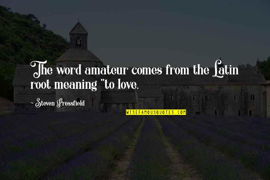 Love From Quotes By Steven Pressfield: The word amateur comes from the Latin root