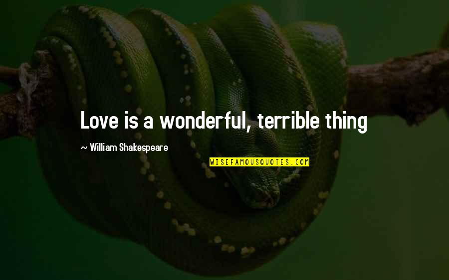 Love From Shakespeare Quotes By William Shakespeare: Love is a wonderful, terrible thing