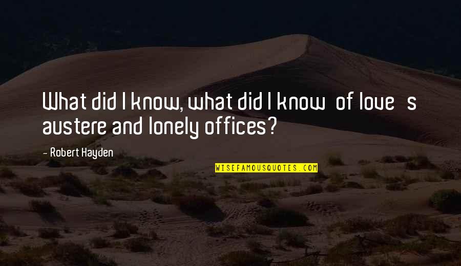 Love From The Office Quotes By Robert Hayden: What did I know, what did I know