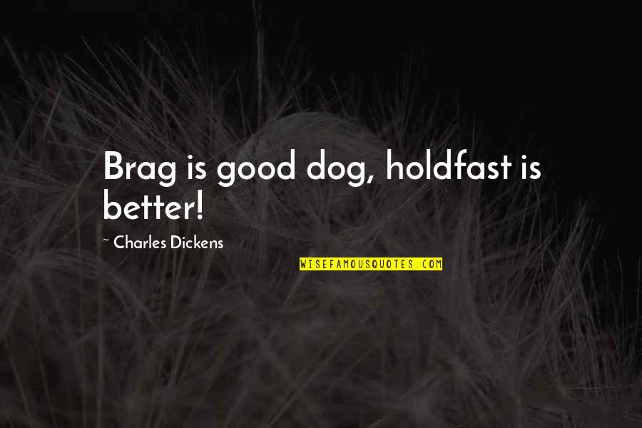 Love Gets Hard Quotes By Charles Dickens: Brag is good dog, holdfast is better!