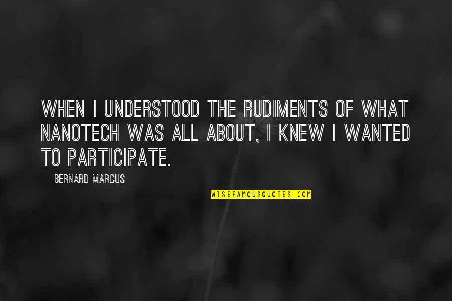 Love Great Authors Quotes By Bernard Marcus: When I understood the rudiments of what nanotech