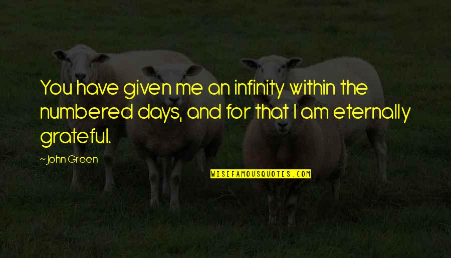 Love Green Quotes By John Green: You have given me an infinity within the