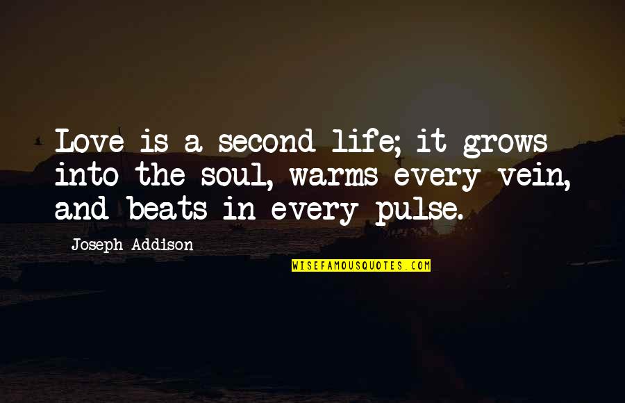 Love Grows Quotes By Joseph Addison: Love is a second life; it grows into