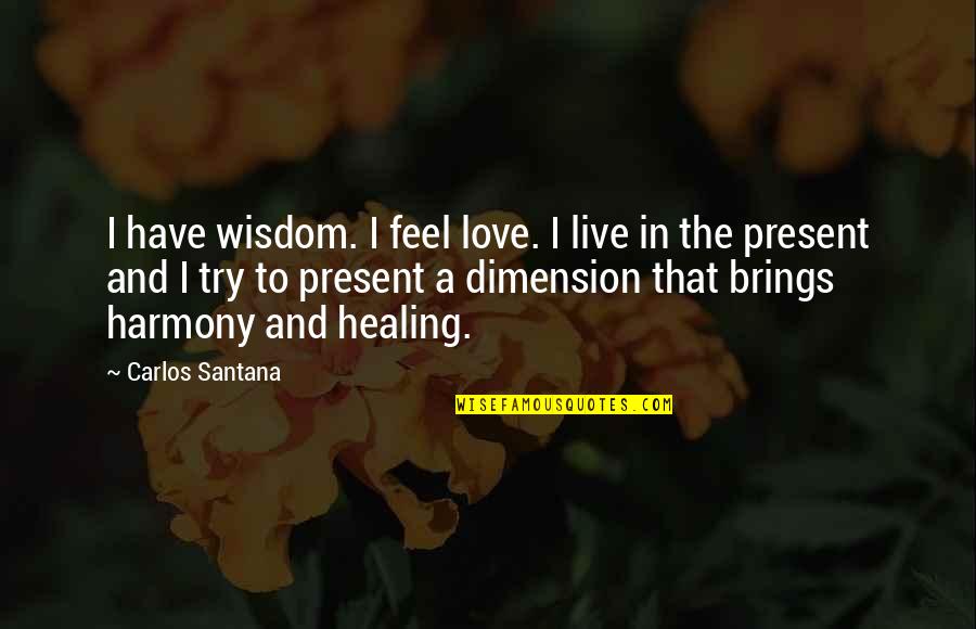 Love Healing Quotes By Carlos Santana: I have wisdom. I feel love. I live