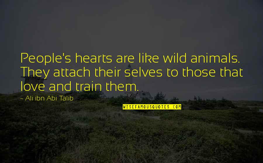 Love Hearts And Quotes By Ali Ibn Abi Talib: People's hearts are like wild animals. They attach