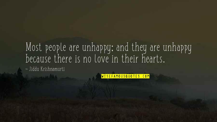 Love Hearts And Quotes By Jiddu Krishnamurti: Most people are unhappy; and they are unhappy