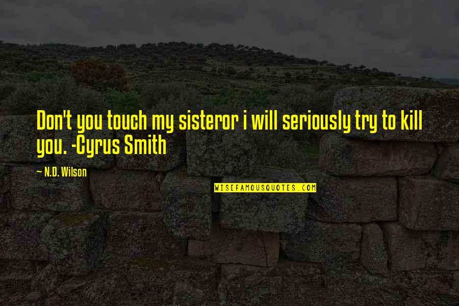 Love Hearts Sweets Quotes By N.D. Wilson: Don't you touch my sisteror i will seriously