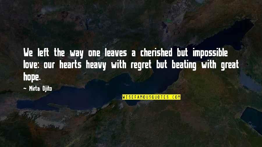 Love Hearts With Quotes By Mirta Ojito: We left the way one leaves a cherished