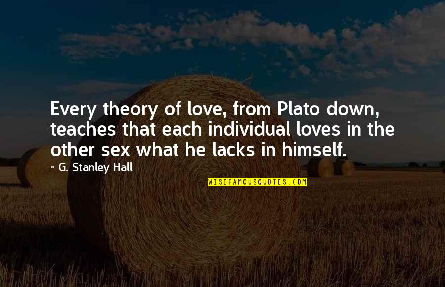 Love Himself Quotes By G. Stanley Hall: Every theory of love, from Plato down, teaches