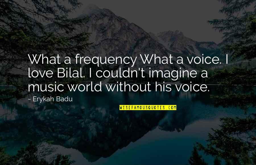 Love Imagine Quotes By Erykah Badu: What a frequency What a voice. I love