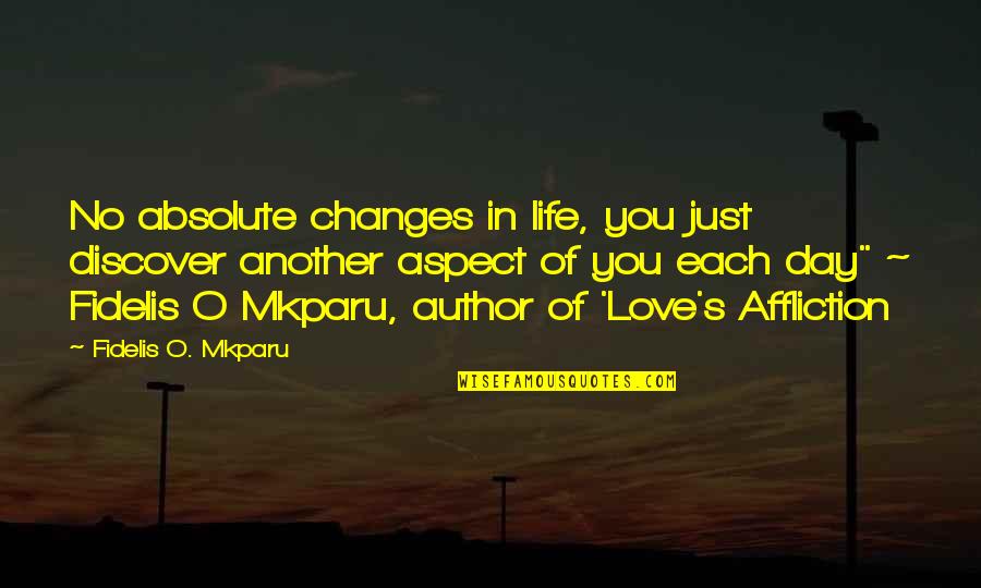 Love In Another Life Quotes By Fidelis O. Mkparu: No absolute changes in life, you just discover