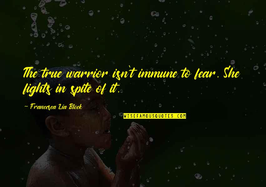 Love In Spite Of Quotes By Francesca Lia Block: The true warrior isn't immune to fear. She