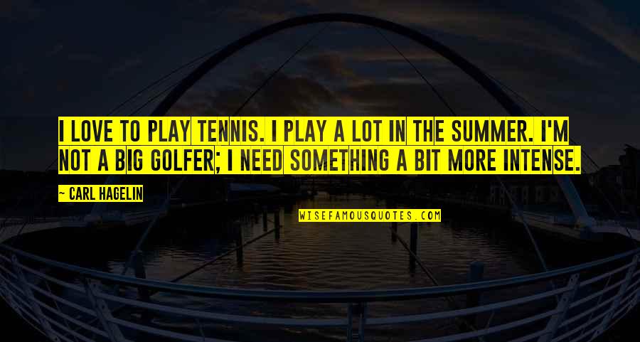 Love In The Summer Quotes By Carl Hagelin: I love to play tennis. I play a Love In The Summer Quotes By Carl Hagelin: I love to play tennis. I play a