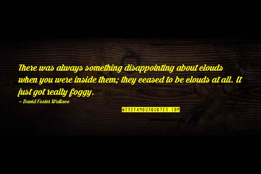 Love Inspection Quotes By David Foster Wallace: There was always something disappointing about clouds when