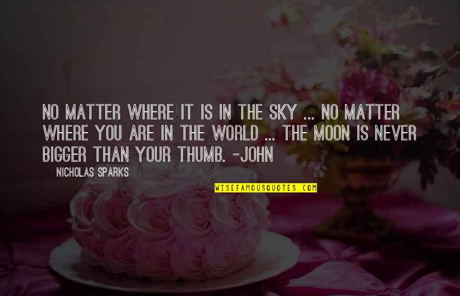 Love Is Bigger Quotes By Nicholas Sparks: No matter where it is in the sky