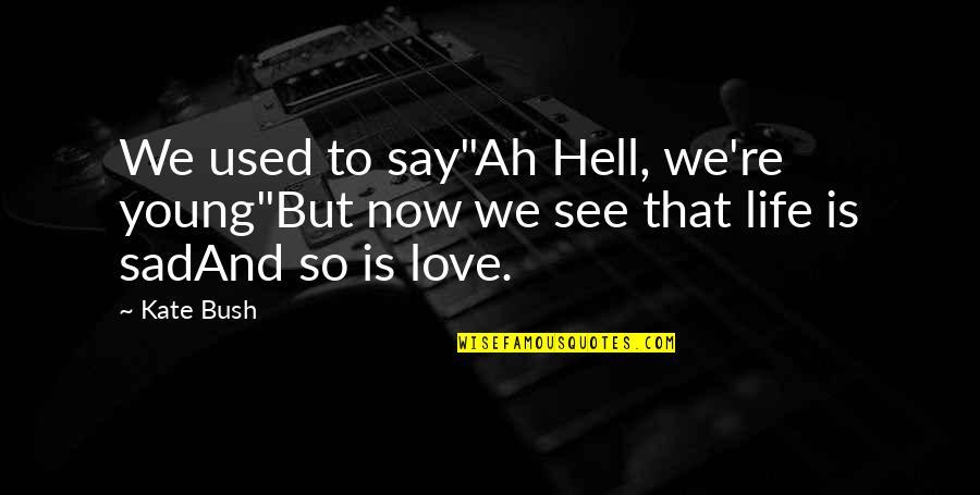 Love Is Hell Quotes By Kate Bush: We used to say"Ah Hell, we're young"But now