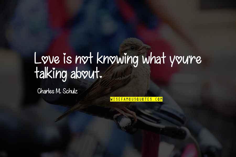 Love Is Knowing Quotes By Charles M. Schulz: Love is not knowing what you're talking about.