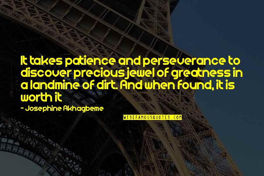 Love Is Not Based On Looks Quotes By Josephine Akhagbeme: It takes patience and perseverance to discover precious