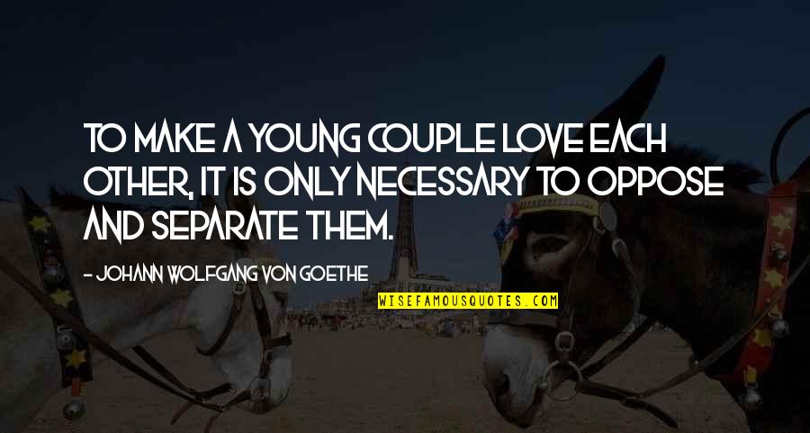 Love Is Not Necessary Quotes By Johann Wolfgang Von Goethe: To make a young couple love each other,