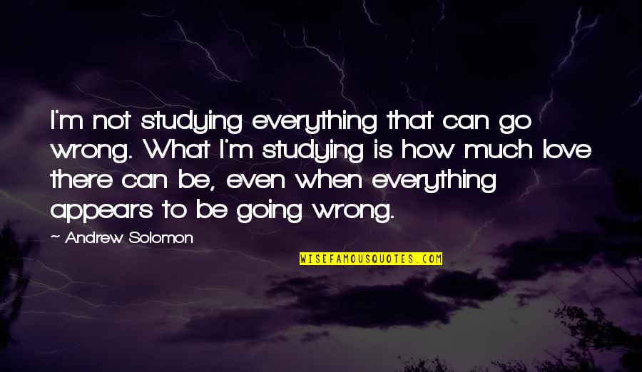 Love Is Not Wrong Quotes By Andrew Solomon: I'm not studying everything that can go wrong.