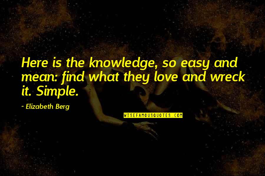 Love Is So Simple Quotes By Elizabeth Berg: Here is the knowledge, so easy and mean: