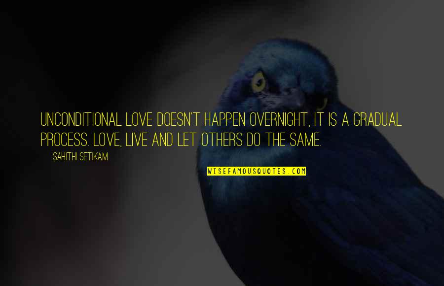 Love Is Unconditional Quotes By Sahithi Setikam: Unconditional love doesn't happen overnight, it is a