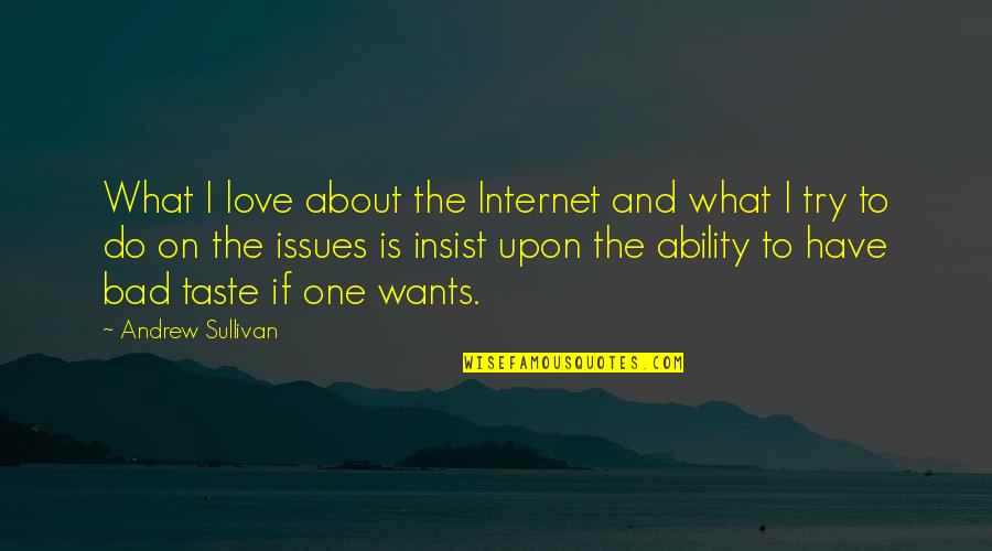 Love Issues Quotes By Andrew Sullivan: What I love about the Internet and what