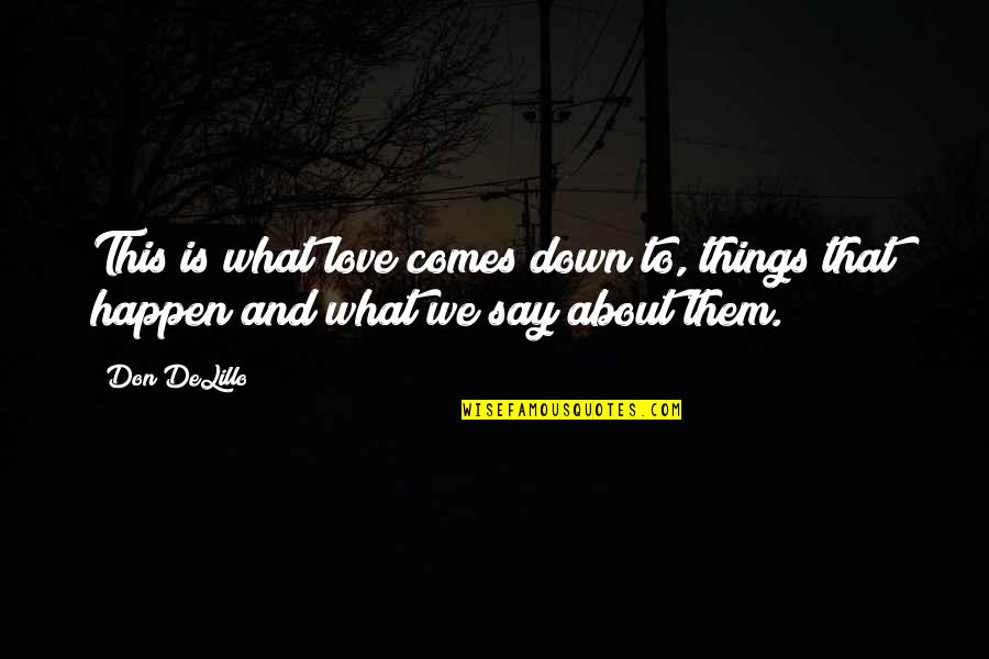 Love Just Happen Quotes By Don DeLillo: This is what love comes down to, things