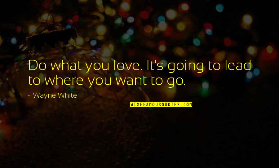 Love Lead Quotes By Wayne White: Do what you love. It's going to lead