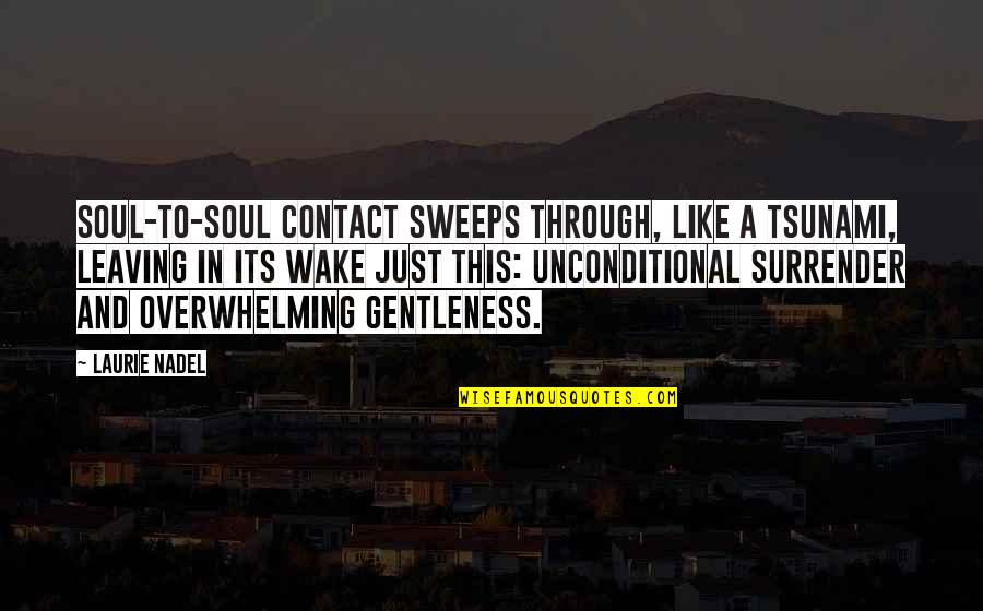 Love Leaving Quotes By Laurie Nadel: Soul-to-soul contact sweeps through, like a tsunami, leaving