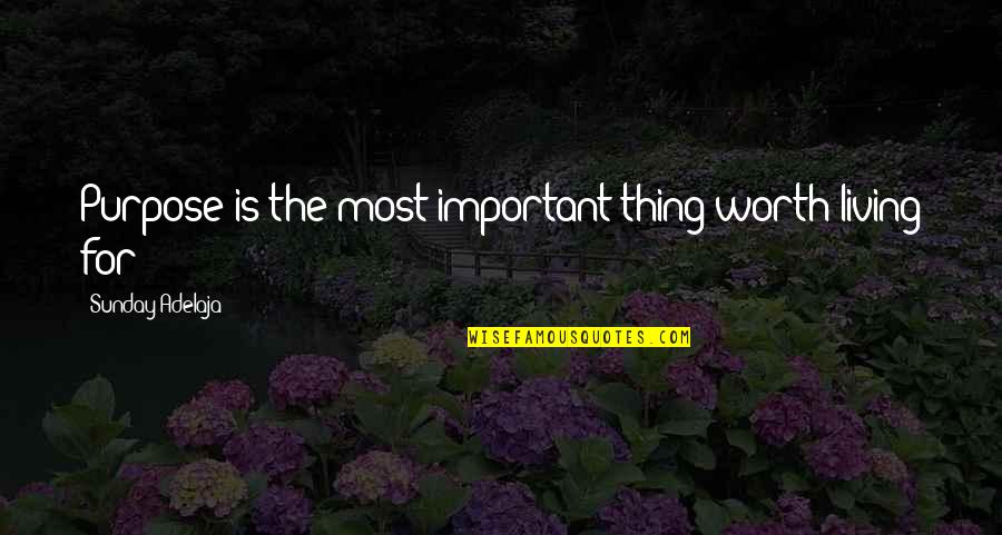 Love Life Money Quotes By Sunday Adelaja: Purpose is the most important thing worth living