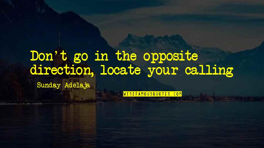 Love Life Money Quotes By Sunday Adelaja: Don't go in the opposite direction, locate your