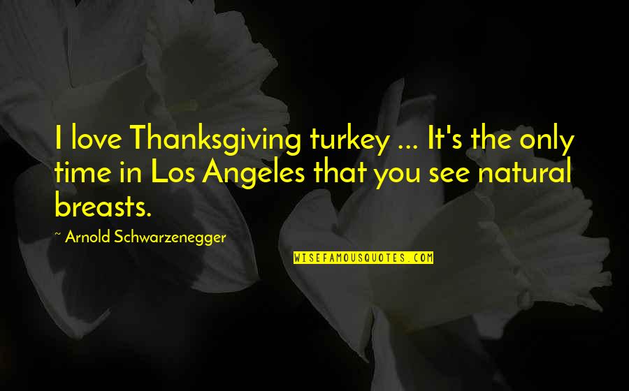 Love Los Angeles Quotes By Arnold Schwarzenegger: I love Thanksgiving turkey ... It's the only