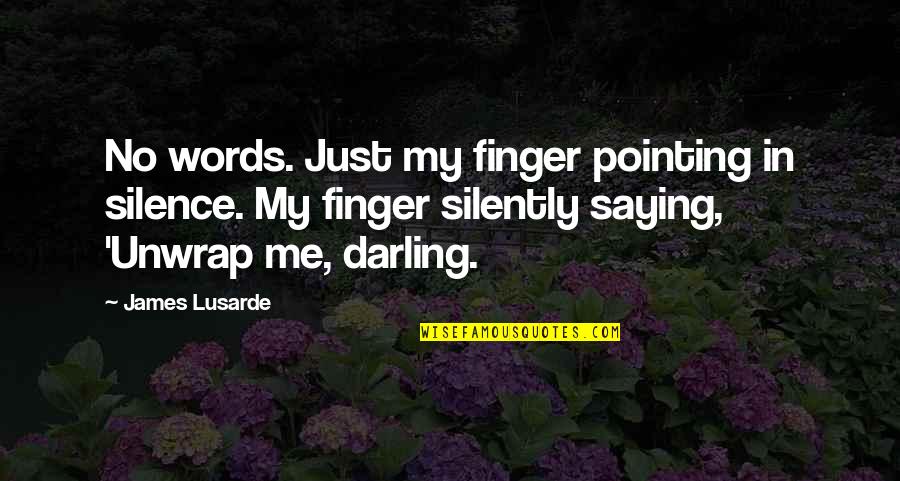 Love Making Quotes By James Lusarde: No words. Just my finger pointing in silence.