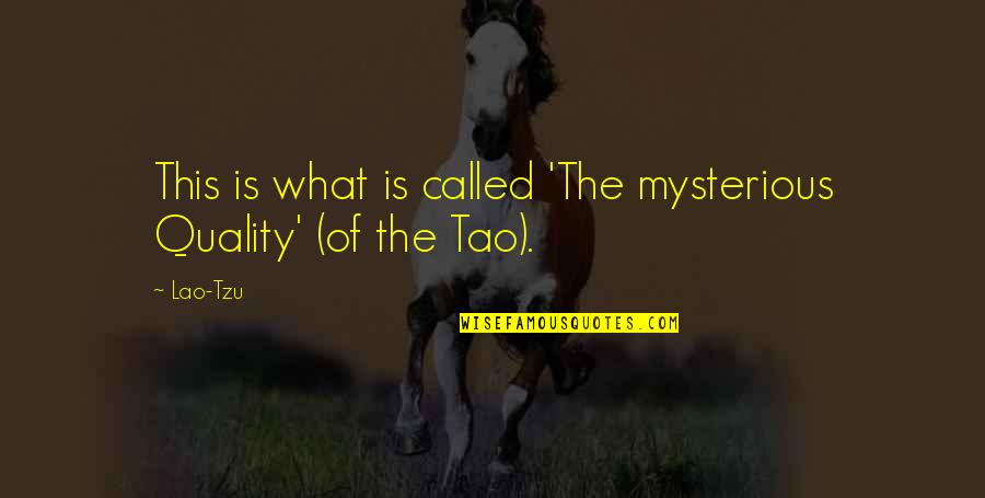Love Manliligaw Quotes By Lao-Tzu: This is what is called 'The mysterious Quality'