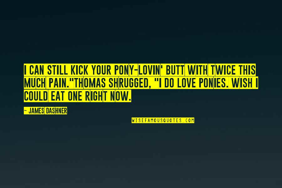 Love Maze Quotes By James Dashner: I can still kick your pony-lovin' butt with