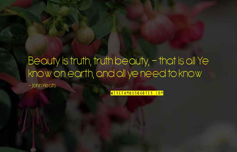 Love Me For My Flaws Quotes By John Keats: Beauty is truth, truth beauty, - that is