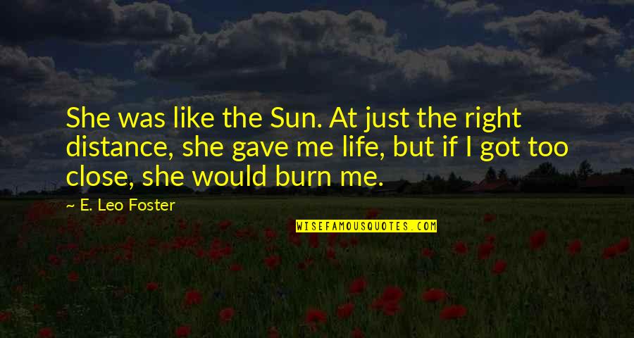 Love Me Right Quotes By E. Leo Foster: She was like the Sun. At just the